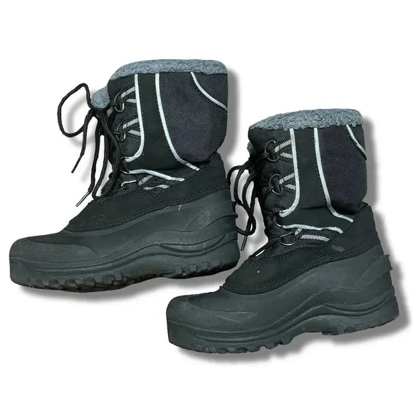 Itasca Kids' Frost Winter Boots Black Size 1 Warm Lining Snow Mid Top - Picture 3 of 8